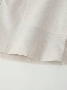 Casual Solid Color Pocket Decorated Mini Skirt, Spring/Summer - Beige - View 5