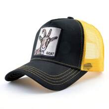 KKISSBAOBEI 1pc Trucker Hat With Embroidered Goat Patch, Suitable For Casual, Sports, Travel Use