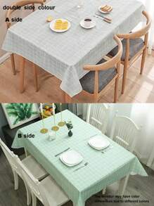 1pc Checkered Waterproof, Oil-Proof, Dust-Proof Plastic Tablecloth, Suitable For Dining Table, Coffee Table (Random Color)