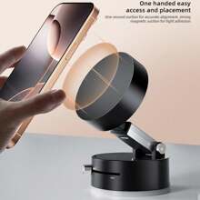 2025 New Vacuum Suction Magnetic Phone Holder, Foldable And Retractable Double-Sided Magnetic Phone Holder, Double Sided Suction Cup Magnetic Suction Multifunctional Phone Holder (Black) Compatible With IPhone, Android Phone, Gift For Birthday, Family, Friendscar Accessories, Car Phone Holder