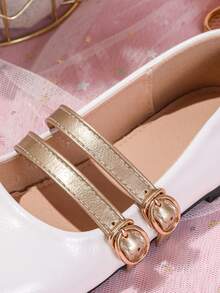 1 Pair Of Comfortable, All-Season, Versatile Square-Toe Mary Jane Flats - White - View 6