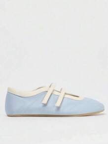 1 Par de Sapatilhas Balé Femininas Elegantes, Modernas, Leves, Confortáveis, Encantadoras e Casuais, Francesas Vintage Recortadas, Antiderrapantes e Esportivas Tipo Mary Janes, Novo Design 2025