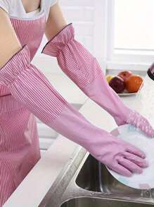 Lange, warme Haushaltsputzhandschuhe aus Samt - wasserdicht, strapazierfähig für Küche & Wäsche, bleifrei