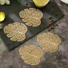 1/6/12件香蕉叶杯垫，防滑耐热杯垫，防水防油装饰垫，适用于餐桌、餐厅、咖啡厅 - 彩色 - 查看 3