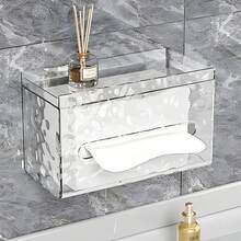 1/3pcs (White Or Black Or Green)Large Transparent Glacier Tissue Boxes, Transparent White+Transparent Gray Wall Mounted Non Perforated Storage Boxes, Waterproof Tissue Boxes, Suitable For Bathrooms, Living Rooms, And Kitchens,Tissue Box Holder