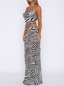 Women Summer Sheer Long Skirt Swimsuit Bikini Cover Ups Casual Floral/Leopard/Zebra Print Mesh Sheer See Through Tie Up Bodycon Maxi Skirt For Beachwear Vacation Party Clubwear - 白色 - 查看 7