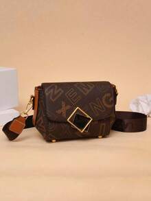 Dedoo 时尚休闲百搭马鞍包，简约设计，字母印花，复古风，可调节宽肩带，适合肩背/斜挎，可放手机，非常适合旅行、购物、约会、女士礼物，适合青少年、大学女生、办公室女士、工作、商务、通勤、户外、旅行（肩带字母两种随机） - 彩色 - 查看 8