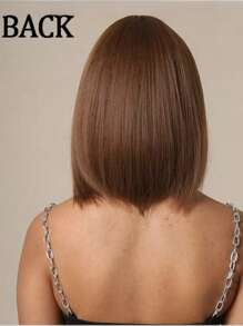 14 Inch Long Straight Brown Wigs Synthetic Wigs With Bangs Women's Wigs For Daily Use Party Or Cosplay Taking Photos LC1052-2