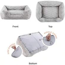 Best Friends By Sheri Lounge Bed Calming Faux Fur Dog Bed, Gray, Large, 36 X 27 - Xám - Xem 6