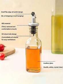 Botella de vidrio para aceite, fácil de limpiar, a prueba de fugas, botella para salsa de soja para la cocina, mesa de restaurante con pico ajustable - transparente - Ver 7