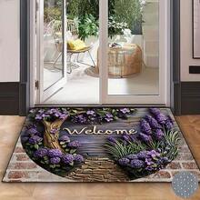 1PC Lavender Welcome Logo Outdoor Entry Mat - Durable Non Slip Entrance Carpet, Crystal Velvet Suitable For Courtyard, Balcony, Living Room, Bathroom - Elegant Home Decor In Multiple Sizes - Multicolor - View 7