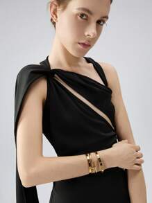 Pulseiras de ouro, aço inoxidável, zircônia, zircônia embutida, pulseira de aço titânio, polimento espelhado, revestimento a vácuo, não desbota facilmente, estilo clássico da moda, adequada para uso diário, pulseira de ouro, joias de aço inoxidável