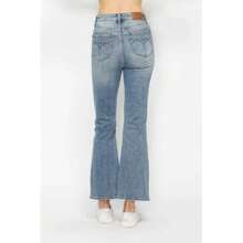 Full Size Tummy Control Back Embroidered Pocketed Bootcut Jeans Plus Size