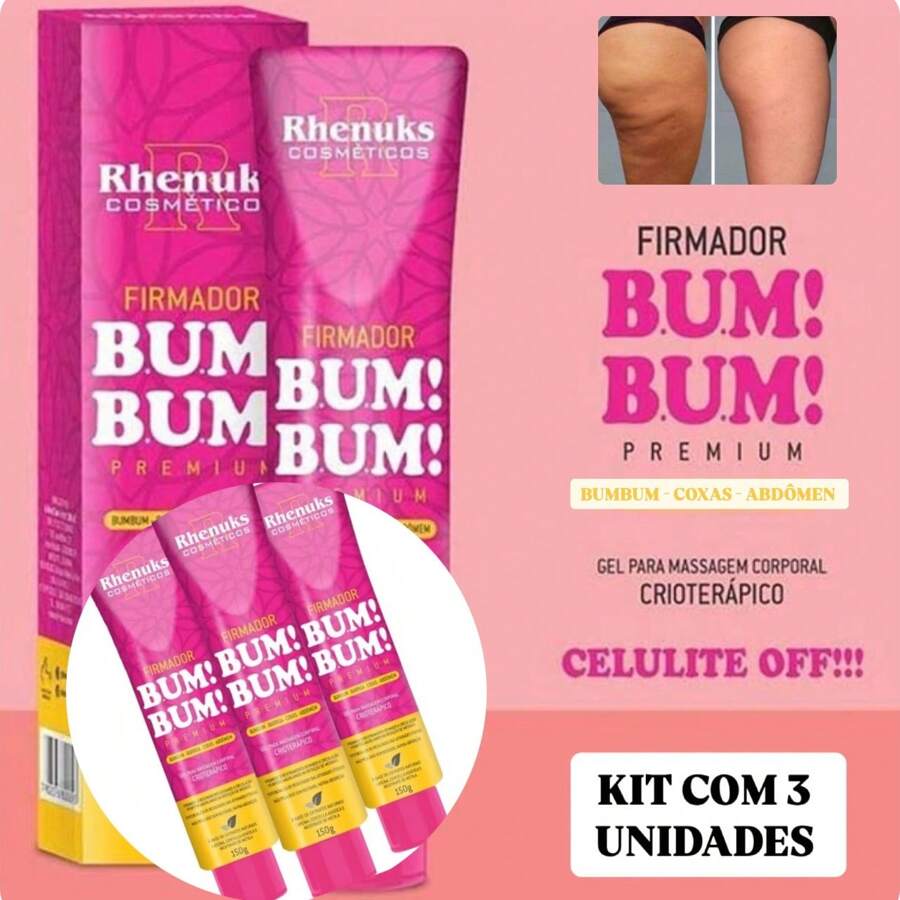 Kit 3 Gel Firmador De Bumbum Barriga Coxas E Abdômen Rhenuks