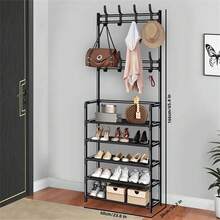 1 Multi-Layer Shoe & Hat Rack, Compact Assembly Design, Multifunctional Storage Cabinet, Space-Saving For Shoes, Bags, Misc. Items & Umbrellas - Multicolor - View 7