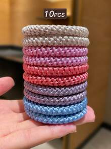10 Stück/Set Multifarbige geflochtene elastische Haargummis für Frauen, weiche Haargummis für Zöpfe, modischer und einfacher Stil, geeignet für Alltag und Outdoor, saisonales Accessoire-Set Haargummis Haarseil