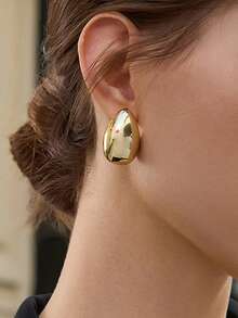 1 par de nuevos diseños de aretes medianos para mujer, regalos de Navidad de invierno - Amarillo Oro - Ver 5