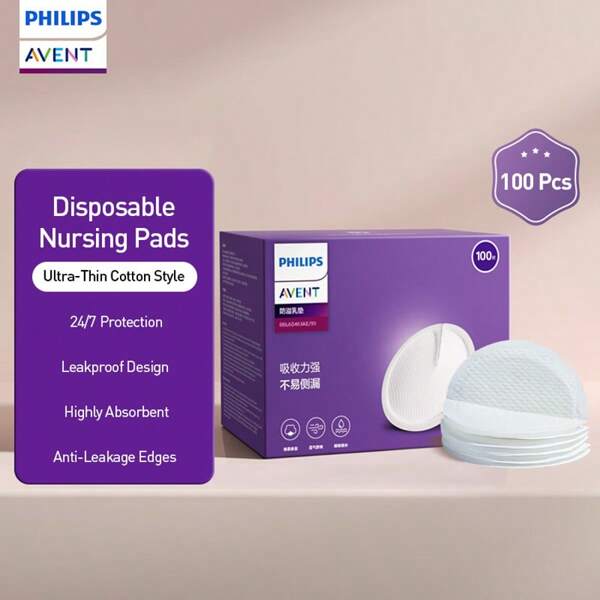 Philips Avent 100pcs Disposable Breathable And Leak Proof Breast Pads And Patches, Prevent Overflow During Lactation And Postpartum Period