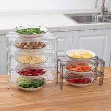 Multi-Layer Kitchen Refrigerator Shelf Organizer, Household Layered Divider Rack For Tableware, Spice Jars, Storage