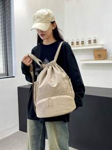 1pc Large Capacity Lightweight Portable Solid Color Fashion Minimalist Gym Bag, Dry&Wet Separation, Multi-Pocket, Convenient For Fitness, Indoor, Outdoor, Hiking, Backpack