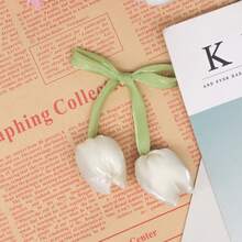 2 Stücke Doppelkopf Tulpen Blumen Design Gardinenhalter, neuer Stil Wohnzimmer Vorhang Tiebacks, gewebte Gardinenrollen, Gardinendekorbänder