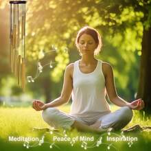 Carillones de viento para exteriores, carillones de viento de la suerte, carillones de viento clásicos, carillones de viento de 12 tubos de aluminio, carillones de viento de 23 pulgadas con melodía, carillones de viento musicales para decoración del hogar, jardines y patios