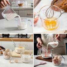 Measuring Jug Tempered Glass Cup 500ml Handle Recipes Kitchen Resistant Graduated ML OZ - 透明的 - 查看 4