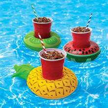 Letto galleggiante gonfiabile con sottobicchiere gonfiabile a forma di frutta, amaca d'acqua pieghevole, sedia a sdraio galleggiante per piscina, letto galleggiante per piscina con pompa d'aria, decorazione per festa in piscina