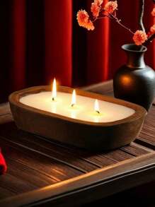 1 Stück holzbootförmige Aromatherapie-Kerze, geeignet für Halloween, Geisterfest, Herbst, Feiertage, Weihnachten, Winter, Hochzeiten und Weihnachtsgeschenke, perfekt für Raumdekoration, Heimdekoration, Geburtstagsgeschenke, Urlaubsatmosphäre, besondere Holzschale Aromatherapie-Kerze für Familienzusammenkünfte, Hotels und gehobene Restaurants