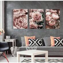 1pc Peony Flower Canvas Painting Nordic Poster Rose Gold Floral Scandinavian Style Print Wall Art Decoration Picture Living Room Decor Optional Frame