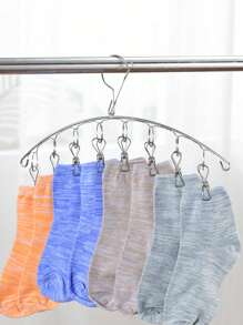 81/2/4 Pcs. Clothes Hanger With 20clips, Wind Resistant, Stainless Steel, For Drying Thick, Socks, Bras, Underwear, Stockings, Gloves