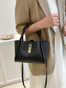 Nuevo bolso de madre de moda de mujer de unicolor de PU, versátil bolso bandolera con monedero pequeño