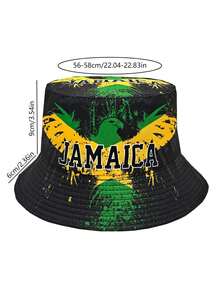 Fashionable Jamaica Flag Print Bucket Hat, Unisex Outdoor Vacation Sun-Shading Reversible Bucket Hat - A - View 5