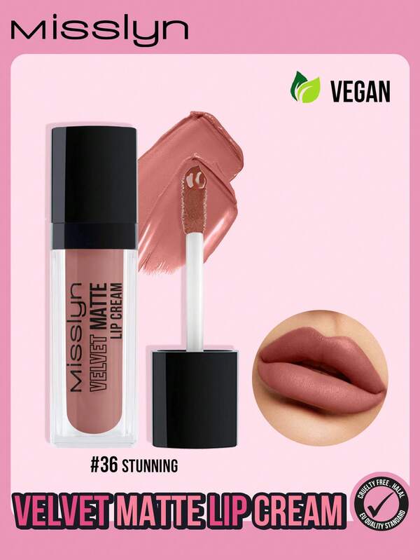 Misslyn VELVET MATTE LIP CREAM, Lightweight, Long Lasting High Impact Color, Smooth And Creamy Texture, Silky Velvety Finish, High-Intensity Matte Color, Against Dryness, Y2K Makeup Party Beach Travel Holiday Camping Outdoors Present Rose Fashion Girl New Year Cosmetic Cosplay Best Trip Festivals Color Fancy Campus School Charm Vibe Cny Chinese New Year, Valentine's Day Gifts
