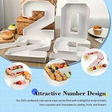 1pc Digital Candy Cake Decoration Box, Birthday Number Balloon Box, Digital Mosaic, Suitable For Birthday Table Decor, Wedding Table Setting, Party Decoration And Other Occasions Like Mother's Day, Graduation Ceremony, Etc. - White - View 2