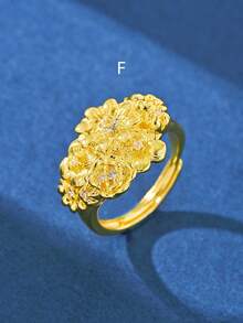 一系列迷人、优雅、个性化、经典、复古风格、微镶嵌锆石、18K 镀金铜女士开口戒指，适合婚礼、周年纪念、节日、派对、生日、礼物、工作、日常佩戴、女士珠宝配饰