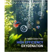Pompa d'aria per acquario, ossigenatore ad alta portata per vasche pesci con flusso regolabile, pompa d'aria per acquario leggera ed efficiente dal punto di vista energetico, accessori per acquario, inclusi pietre d'aria, tubature e valvole di ritegno, pompa a doppia uscita d'aria adatta per vasche pesci, acquari, terrari per pesci, bocce per pesci, trasporto temporaneo di pesci vivi, appassionati di pesca, trasporto su brevi distanze di pesci vivi