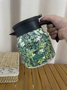 1pc 800ml UV Floral Pattern Stainless Steel Coffee/Tea Pot, Thermal Insulated Household/Office Use Large Capacity Coffee Pot - Multicolor - View 12