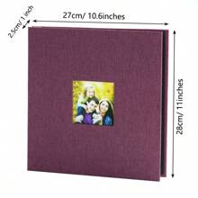 Album photo adhésif pour photos de 4" x 6" et 8" x 10", album photo scrapbooking en lin pour anniversaire familial, livre photo mémoriel avec fenêtre avant, albums photo DIY avec 40 pages vierges et un stylo