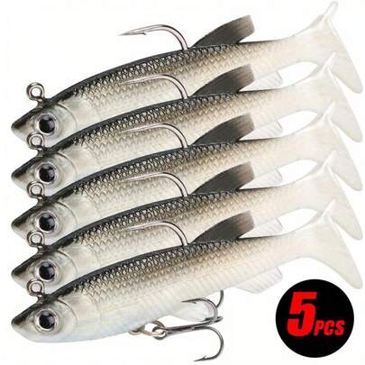 5pcs Minnow Lure Bait, Silver Fish Knife Sinking Long Distance Casting Slow Sinking Lure For Sea Fishing, Largemouth Bass, Mandarin Fish, Black Bass, Snakehead, Mackerel