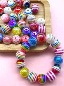 10/20 peças de contas de resina multicoloridas com listras de arco-íris, joias faça você mesmo, pulseira, colar, pingente, acessórios para artesanato