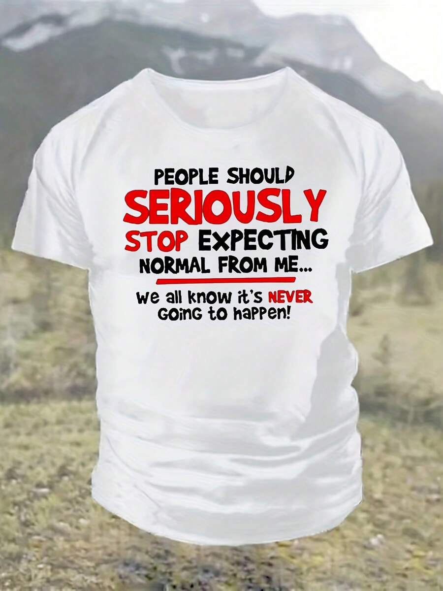 Camiseta de manga corta para hombres simple en inglés LM9U - Blanco - Ver 1