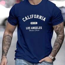 Men's 100% Cotton California T-Shirt, New Model 30.1 Premium Combed - Navy Blue - View 2