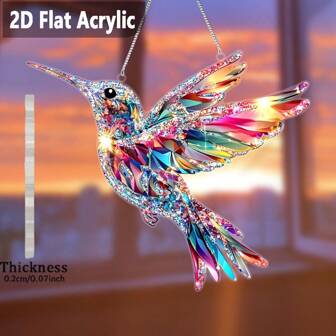 2D Flat, Acrylic Hummingbird Light Catcher, Colorful Window Hanging, Holiday, Boho Theme, Spring Sign, Animal Decorations, Window Decorations, Porch Decorations, Home Wall Decor, Room Decorations, Decorative Signs ﻿