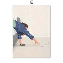 1pc Quà tặng hiện đại tối giản cuộc sống hàng ngày nghệ thuật treo tường vải canvas cô gái đọc sách áp phích bóng bay in cốc hình ảnh trừu tượng cho trang trí phòng khách khung tùy chọn - Nhiều màu - Xem 36