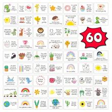 60 张鼓舞人心的励志名言卡 - 令人振奋的感谢信，带有积极肯定和正念信息，男女通用的鼓励迷你便条卡，午餐盒卡