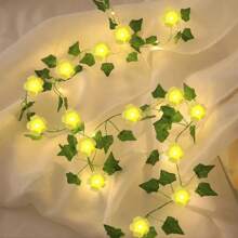 1 Peça Luz de Fada de Lírio do Vale LED, com Guirlanda de Folhas de Hera Verde, Decoração de Flor Artificial Romântica, Adequada para Uso Interno, Pendurar, Sala, Casa, Cozinha, Jardim, Parede, Varanda, Casamento, Festa, Decoração Doméstica Sazonal