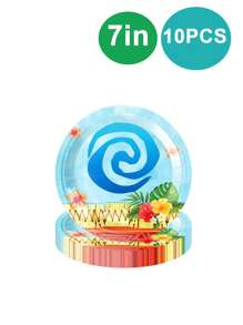 10 قطع صينية ورقية هاواي، إمدادات حفلة تيكي ، صحن ورقي تصريف استوائي لحفلات الصيف والشواطئ ، إمدادات زينة أعياد الميلاد الأستوائية بطراز الهاواي