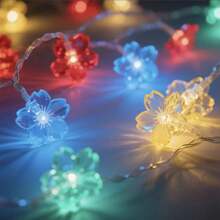 Solar Energy, Simulation, Night Light, Cherry Blossom, Light String, Outdoor, Waterproof, Flower, Resin, Decorative Light