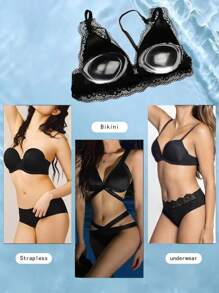Transparent/Skin Tone Silicone Push Up Bra, Reusable Soft Breast Cup, Can Enhance The Bust Circumference Of Bras, Swimsuits, Bikinis, Help To Improve And Enhance Bust Circumference, Washable Silicone Material, Bra Accessories For Evening Dresses And Party Wear